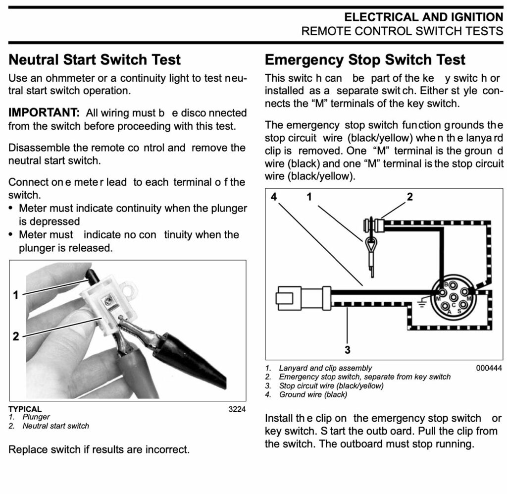 How to test Start Switch Evinrude 40 75 90 HP 2011 2012